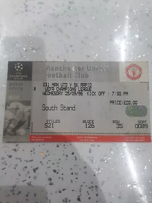 1996/97 Manchester United V Rapid Vienna Champions League Ticket  • £1.20