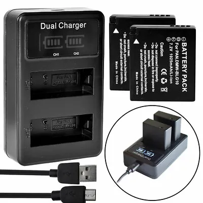 2X Battery +LCD Charger For Leica D-LUX 7 Panasonic DC-G110V Lumix DC-LX100 II • £23.99