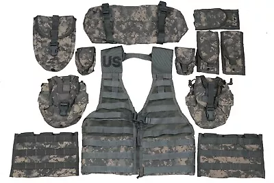 12 PC US Army Rifleman Set System ACU UCP Camo Molle Assault Pouches Vests FLC • $44.95