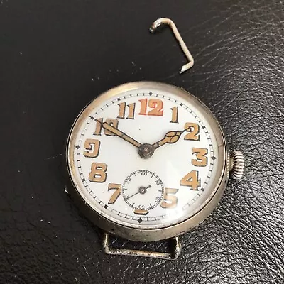 WW1 Military Solid Silver Red 12 Trench Watch Spares Or Repair • £31