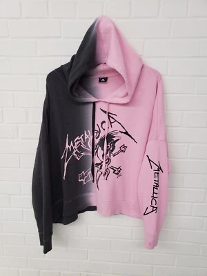 £38.44 • Buy Metallica Split Crop Hoodie Long Sleeves Pink Black Women's Size XXL