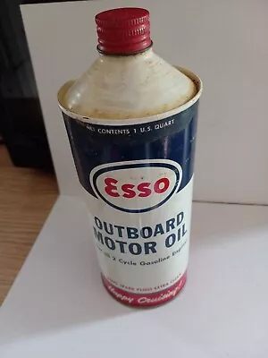 Vintage Esso Outboard Motor Oil 1 Quart Cone Top Can  • $49.95