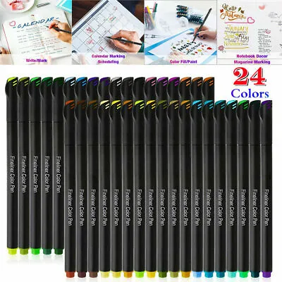 24Colors Acrylic Paint Marker Pens Set Fine Tip Permanent Metal Drawing Pen UK • £5.85