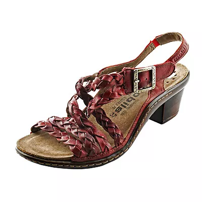 New Red MEPHISTO Mobils Braided Strappy Slingback Slides Sandals Low Pump 7 • $99