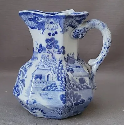 MASON'S IRONSTONE BLUE & WHITE TURNERS WILLOW PATTERN SMALL HYDRA JUG C1830s • £20