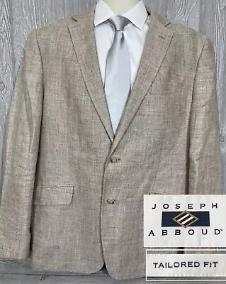 Joseph Abboud Mens Unstructured Beige Tailored Fit Linen Sport Coat 44 Long (t16 • $40