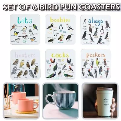 $7.32 • Buy Set Of 6 Bird Pun Coaster Funny Coaster Table Protect Cup Mugs Mat For Drinks US