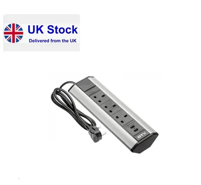 £29.99 • Buy Corner Power Socket Strip Tower UK Plug 2 USB Kitchen Office Desk Extension