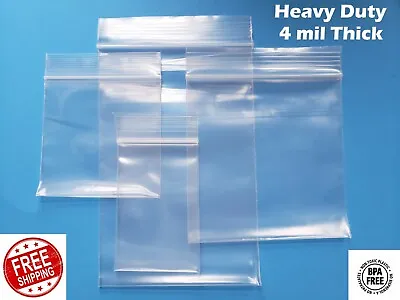 Clear Reclosable Zip Seal 4Mil Bags Heavy Duty Plastic 4 Mil Top Lock Baggies • $7.14