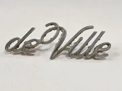 Vintage Cadillac DeVille 1960s 1970s Car Fender Emblem Script Logo Metal 696 AC2 • $23.99