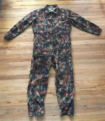 Men’s  Vintage Swiss Coveralls Boilersuit Alpenflage Colourful Camo  Sz 50/82 • $45.99