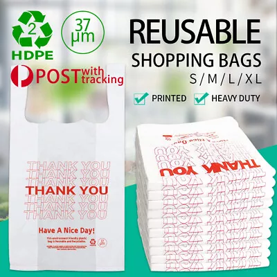 1000X Plastic Shopping Bags - Reusable Recyclable Singlet Eco Grocery Carry Bag • $16.15