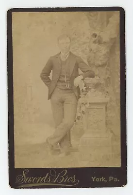 Antique Circa 1880s ID'd Cabinet Card Handsome Man Named John Harmon York PA • $12.99