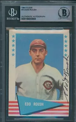 1961 Fleer #72 Edd Roush Beckett Authentic Autograph Signed *5668 • $39