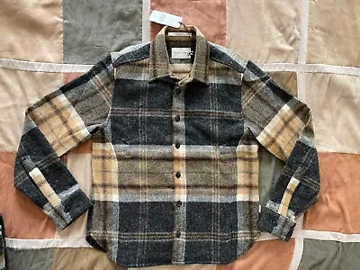 Peregrine Barney 100% Wool Plaid Overshirt Shirt Jacket M  NEW Made In England • $99.91
