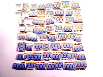 60 Pcs PALE BLUE & GOLD Hand Cut Mosaic Tiles Pieces • $5.99