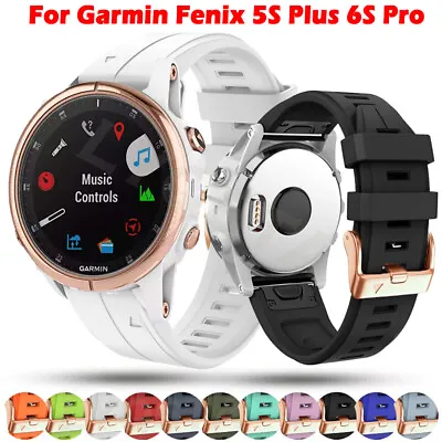 $14.97 • Buy Rosegold Buckle Strap For Garmin Fenix 5S 6S 7S Pro 20mm Quick Fit Silicone Band