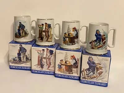 Set Of 4 1985 Norman Rockwell Porcelain Tankards Long John Silvers NIB • $19.99