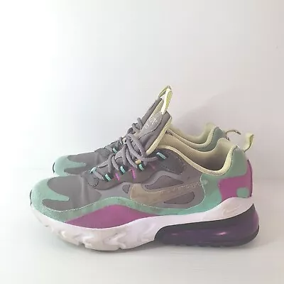 Air Max 270 React GS Kids Shoes Gunsmoke Aurora Violet Size US 5Y • $56.95