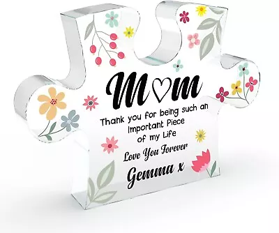 Personalised Gifts For Mum Mothers Day  Birthday Acrylic Plaque Puzzle Shape • £8.99