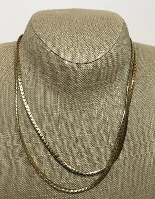 £12.50 • Buy Long Vintage Necklace Gold Tone Flat Lay Snake Chain Smart Costume Jewellery
