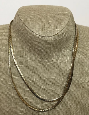 £12.50 • Buy Long Vintage Necklace Gold Tone Flat Lay Snake Chain Smart Costume Jewellery