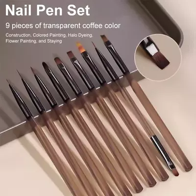 9pcs Nail Brush DIY Manicure And Pedicure Acrylic Drawing Nails Art Accessories • $9.04