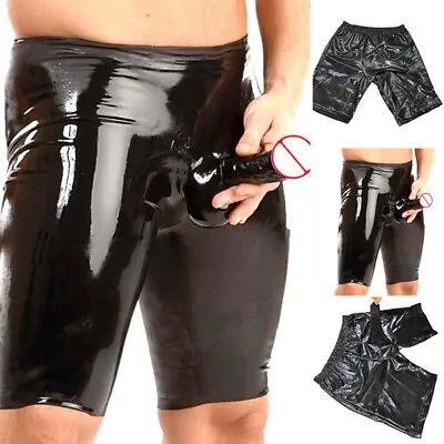 £11.57 • Buy Sexy Men's PVC Leather Lingerie Boxers Shorts Penis Sheath Trunk Pants Underwear