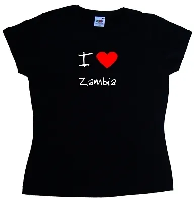 I Love Heart Zambia Ladies T-Shirt • $11.18