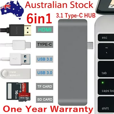 $23.99 • Buy AU 6in1 USB-C Output USB 3.0 HDMI 4K Reader Adapter HUB For IPad Pro MacBook