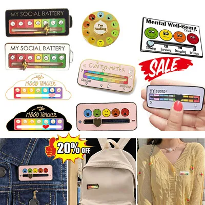 Funny My Social Battery Mood Brooch Pin Interactive Enamel Badge Pins Gift HOT • $6.95