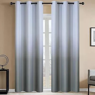 Yakamok Light Blocking Gradient Color Curtains Purple Ombre Blackout Curtains Ro • $89.29