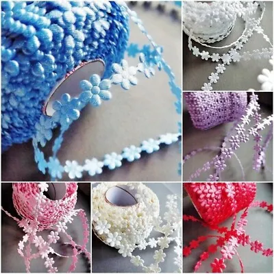 MINI Satin Daisies Lace Ribbon Trimming CRAFTS Florist Cards Sew On *5/10/20mm* • £1.30