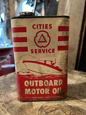 Vintage Cities Service Outboard Motor Oil Tin Koolmotor Oil Can  • $25