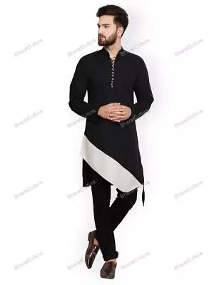 Mens Kurta Cotton Solid Pathani Kurta Mens Designer Kurta Without Pajama • £21.80