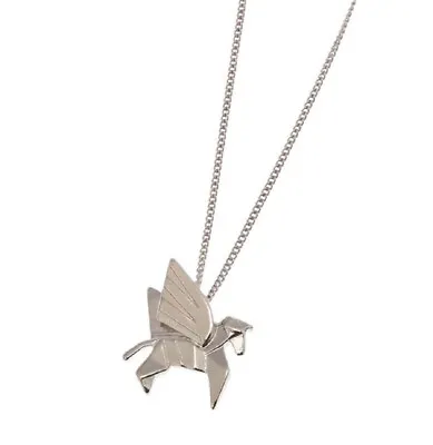 $5.60 • Buy Silver Coloured Origami Pegasus The Flying Horse Necklace, Folded Metal Style