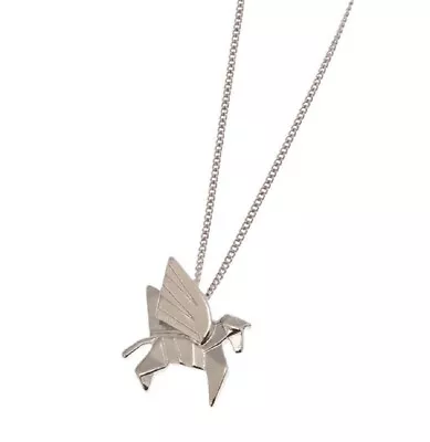 $5.60 • Buy Silver Coloured Origami Pegasus The Flying Horse Necklace, Folded Metal Style