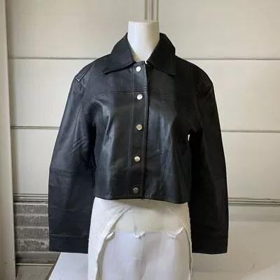 REFORMATION Veda Clarke Leather Jacket Women's Size XS Black • $321