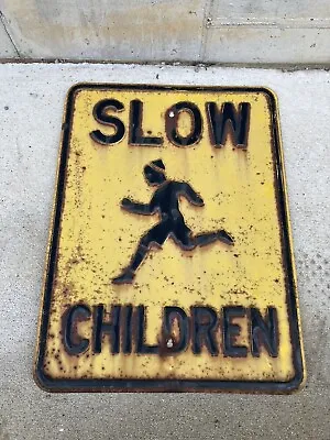 Vintage Metal Slow Children Sign • $250