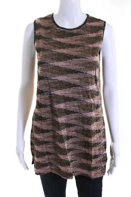 M Missoni Womens Metallic Knit Open Back Sleeveless Tunic Top Pink Brown IT 42 • $50.41