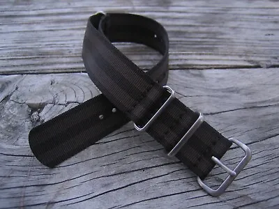 20mm: Vintage Military Style SEAT BELT Watch Strap: Black Dark Grey Bond G10 Raf • $25