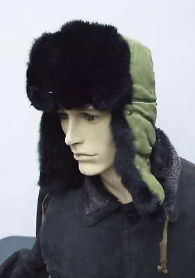 Vintage  Real RABBIT  Trapper Ushanka   FUR Hat Size M 57cm • £24.95