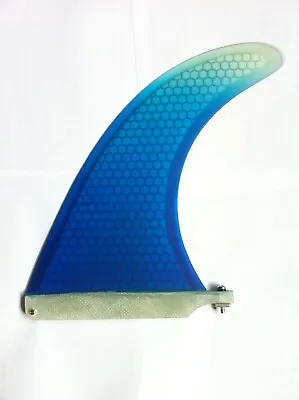 Surfboard Fiberglass Longboard Fin 9  Inch + Plate & Screw.SUP Mal Fins. Blue • £34.99