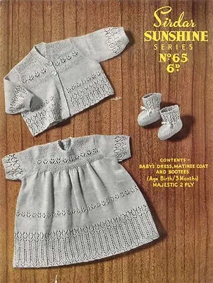 Baby Girl Vintage Dress Cardigan And Bootees Pattern. 2ply Wool- To Knit • £2.15