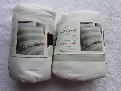 2  Hearth & Hand Magnolia Green Standard Kids Stripe Pillow Sham New • $35