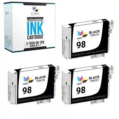 3PK Black 98 Ink Cartridge Compatible For Epson T098 Artisan 700 710 725 730 800 • $15.39