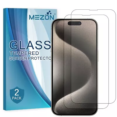 [2 Pack] IPhone 15 Pro (6.1 ) Premium 2.5D HD Tempered Glass Protectors By MEZON • $14.99