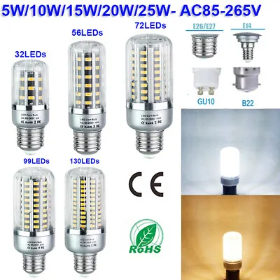 1-4X LED Corn Light Bulb SMD5736 E27 E14 E12 B22 GU10 Lamp Aluminum Radiator 25W • £11.39