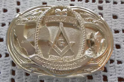 Shriners Free Mason Fraternal Brass Belt Buckle Centennial Bishop CA 167 Of 175 • $10