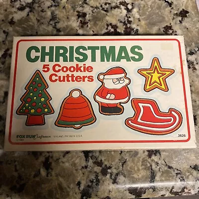 Fox Run Craftsmen Cookie Cutter Set Christmas 5 Metal  In Box 1987 Vintage • $9.99